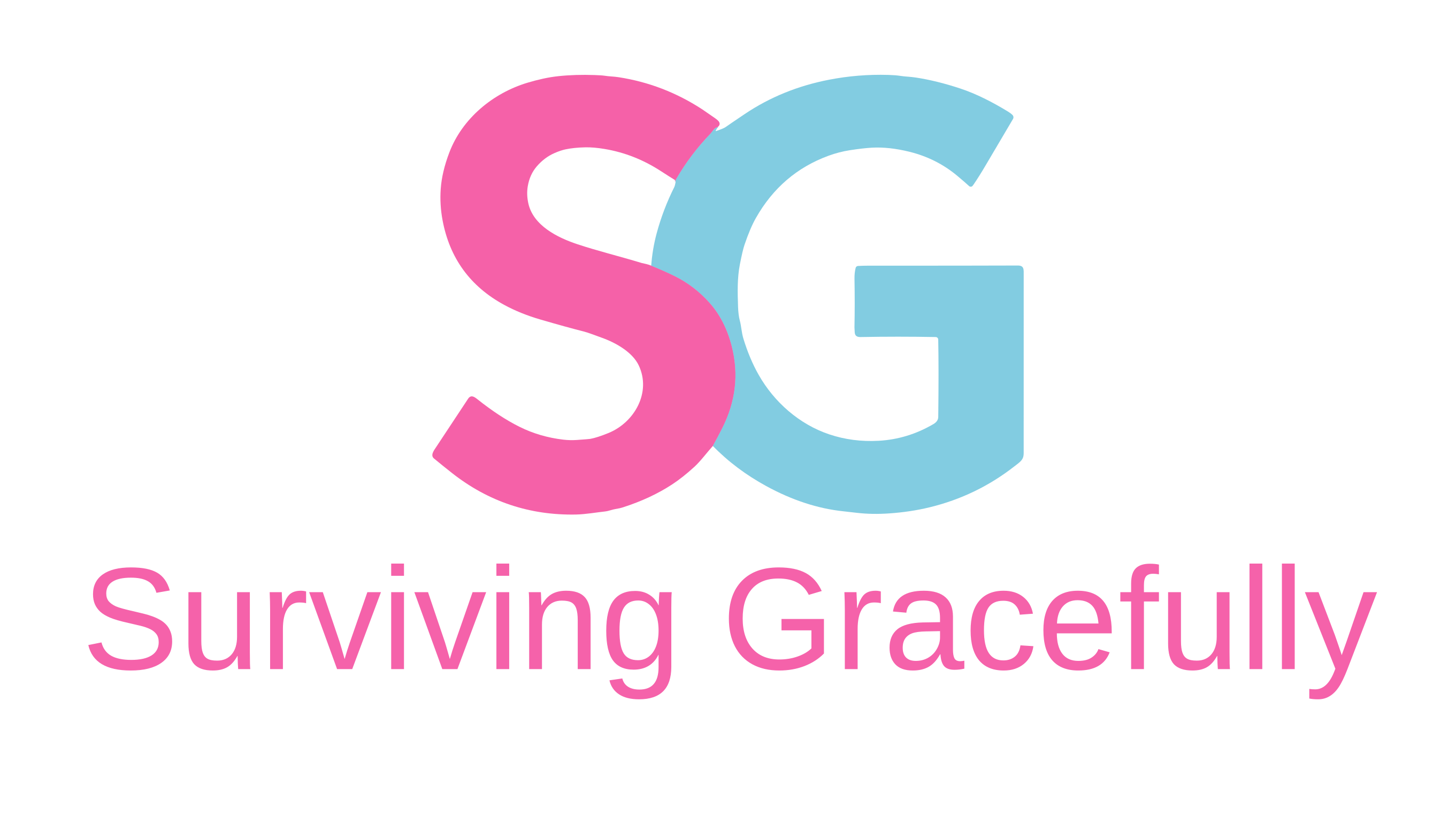 Surviving Gracefully logo with pink SG initials and blue G on transparent background