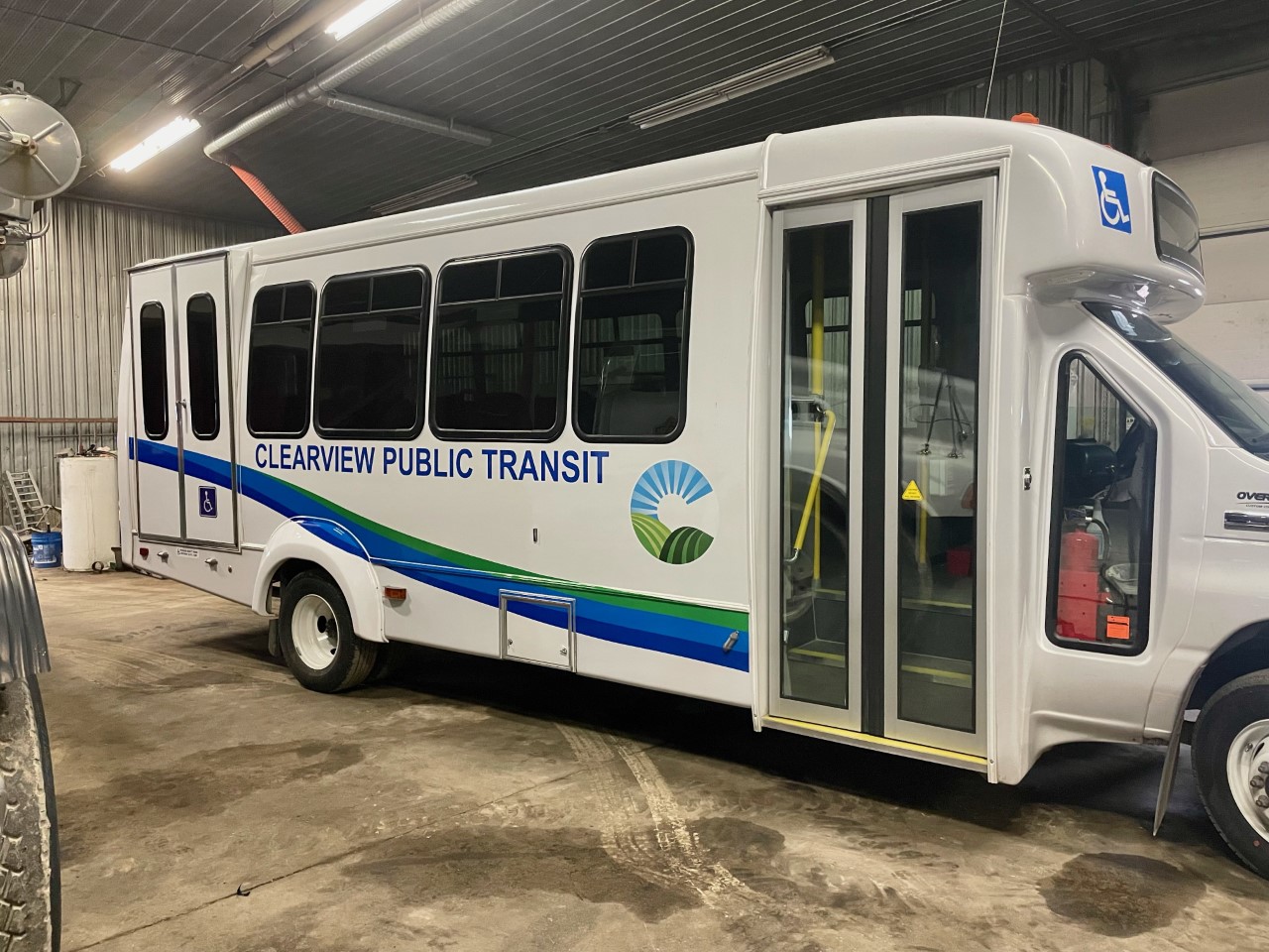 Printed Clearview public transit bus