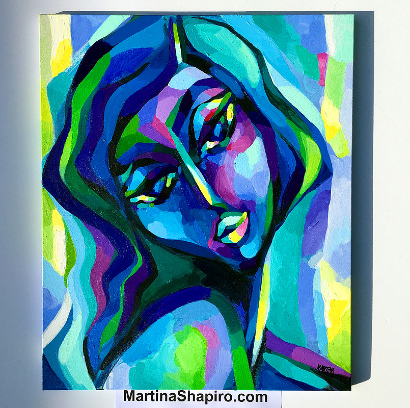 Dark Blue Woman painting by artist Martina Shapiro