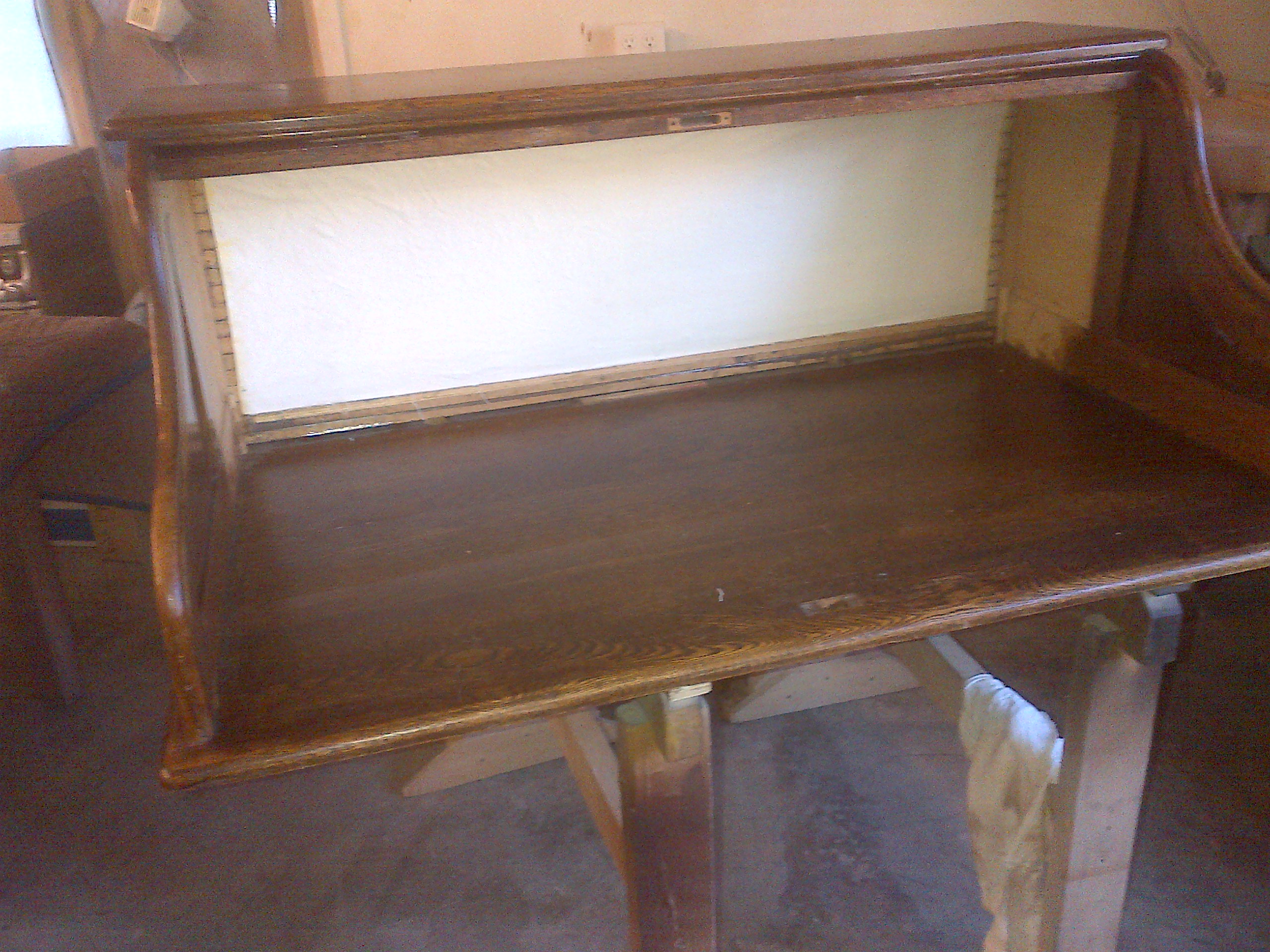 New canvas backing on the tambour