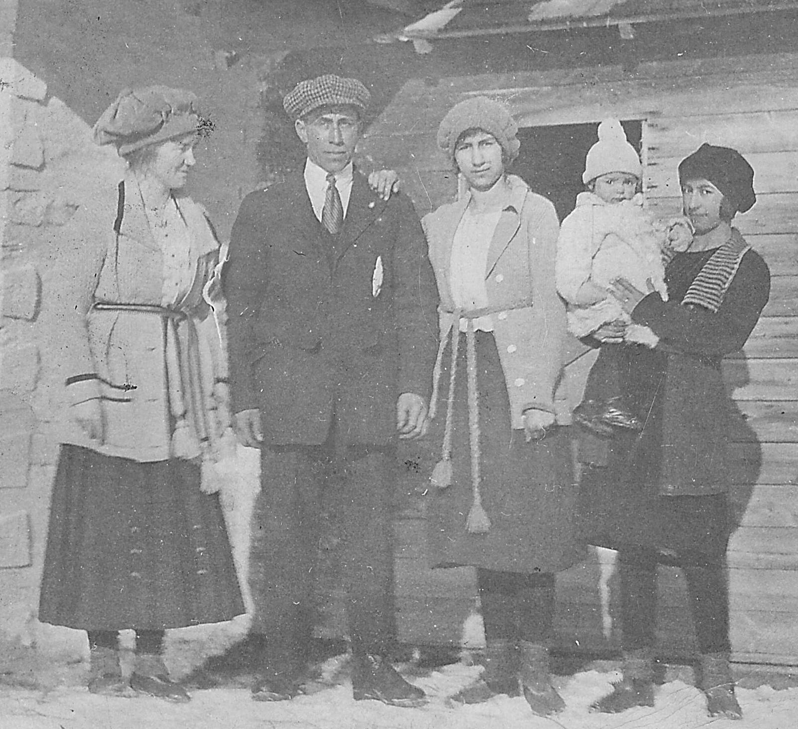 The caption we have for this photo is incomplete and reads "L-R Elsie Lizotte( Narcisse's Wife), George Lambert, Clarkes sisters holding...". We are hoping you might be able to help us in finishing it by identifying the last 3 individuals!
2019.24.33 / Lizotte, Maria