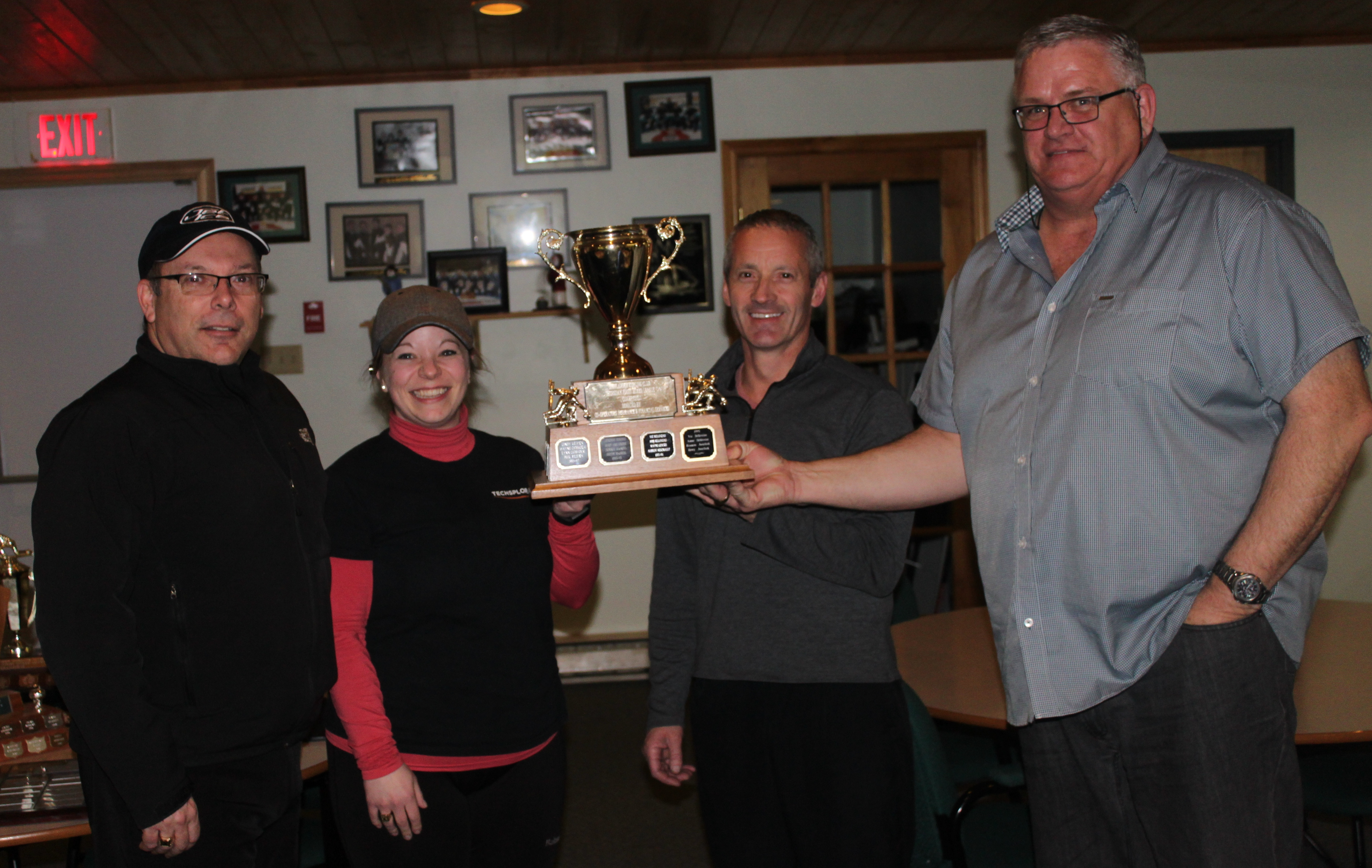 Thursday Night Mixed A-Division Champions
L to R: Jim Marlow, Alicia Mills, Gordie Burns, Frank Cormier