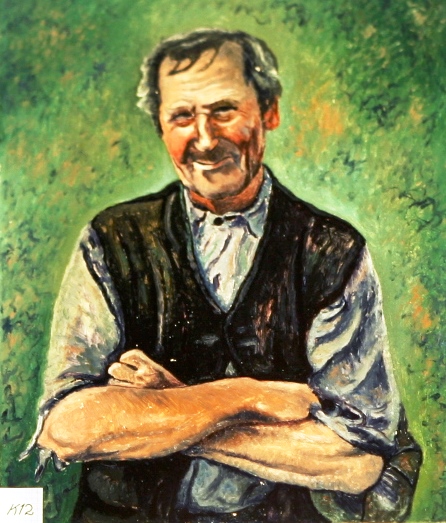 Farm Hand, Oil on board