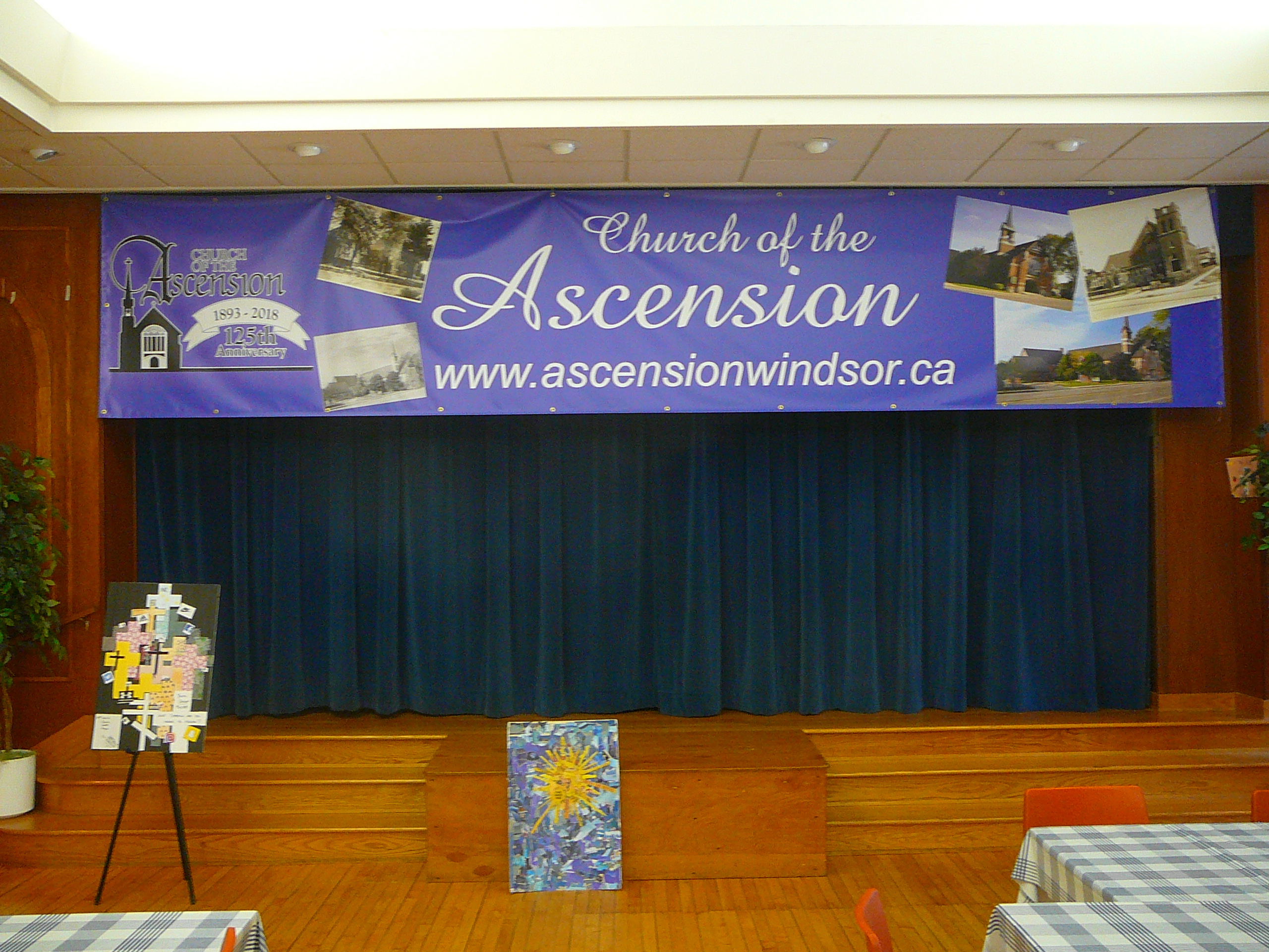 Banner for The Church of the Ascension's 125th anniversary, May 2018