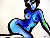 Abstract Blue Nude Reclining painting by artist Martina Shapiro