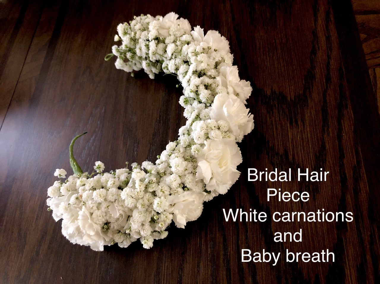 $50 Bridal Hair piece carnation and babies breath 