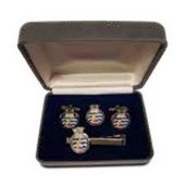 CUFF LINKS, TIE BAR & LAPEL PIN - CUSTOMIZED CREST & BOXED