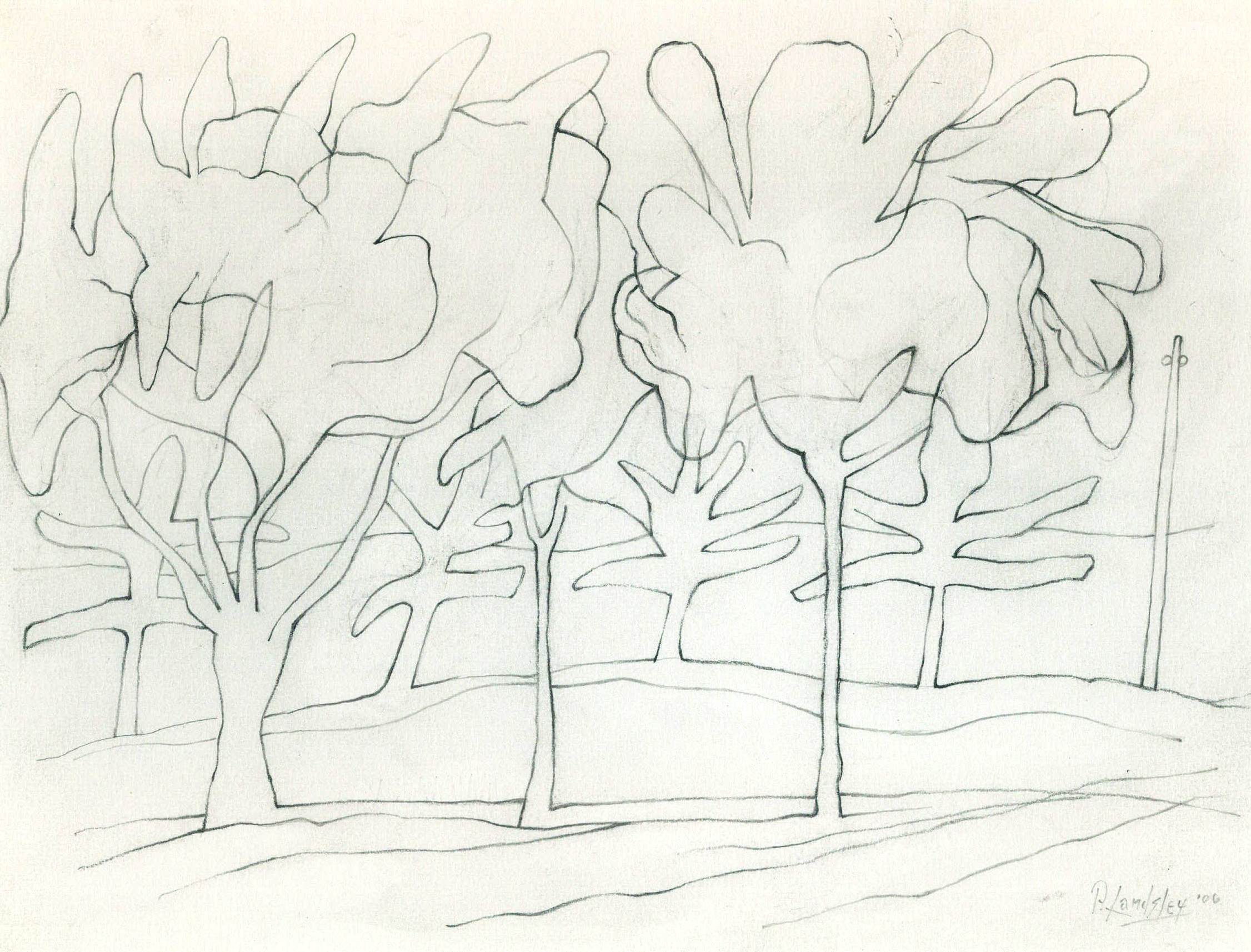 White landscape, graphite on paper
