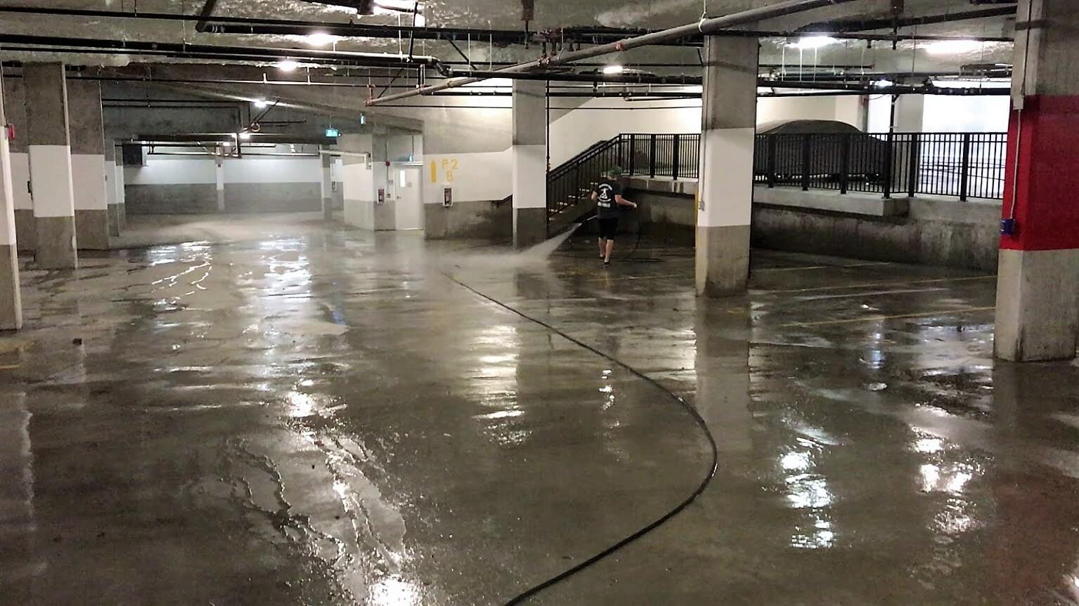 power washing underground parkade
