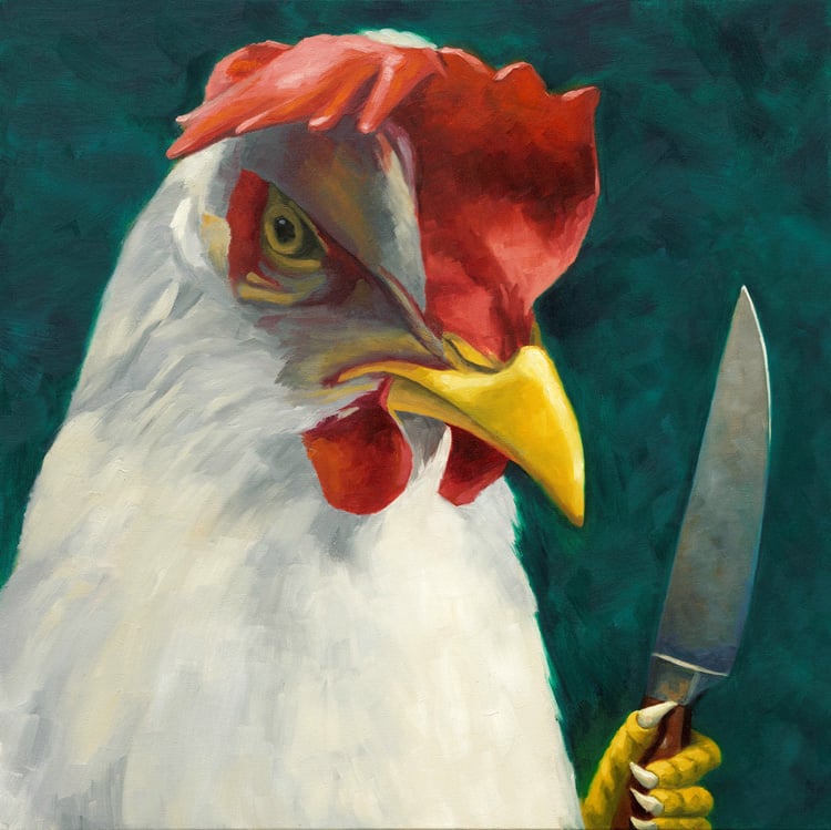 Wanna Play Chicken?
24" x 24"
oil on canvas

