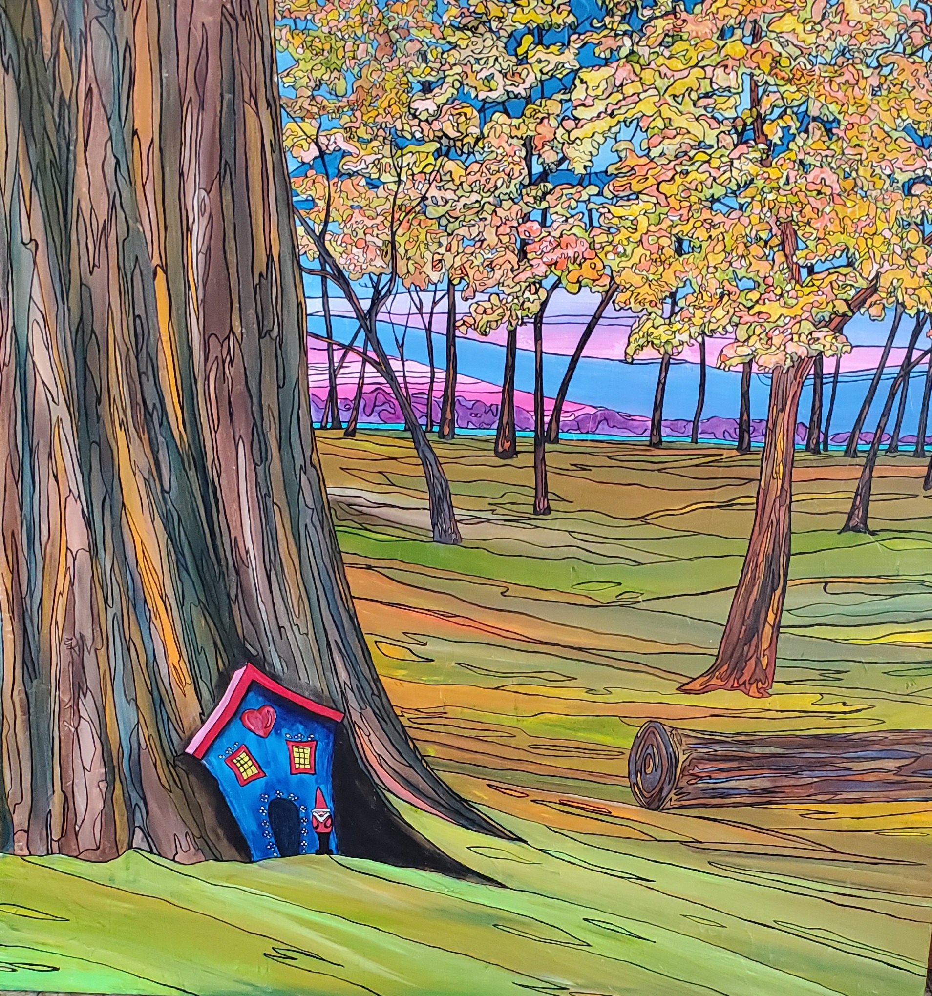 2022-200 "Gnome Home"
Image: 36" x 36"
Framed: 39" x 39"
Acrylic on Canvas
SOLD