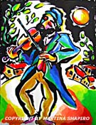 SOLD to TX, USA
"Fiddler at Night", original painting
in acrylic and ink on paper
 15 x 20 inches