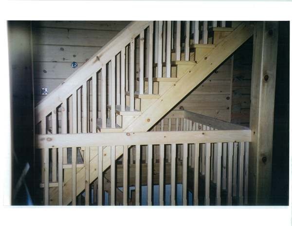 Straight pine Scandinavian style stair