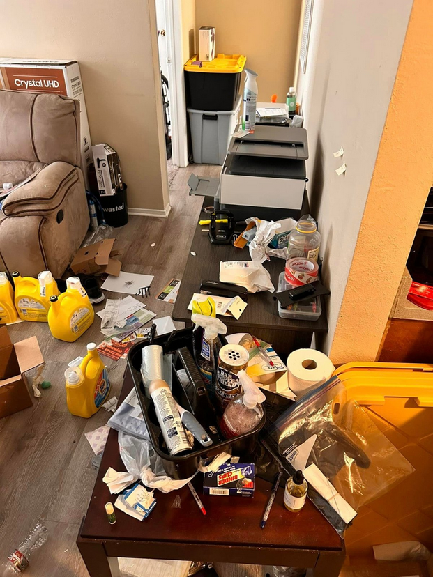 Cluttered Home Office Before Decluttering and Deep Cleaning