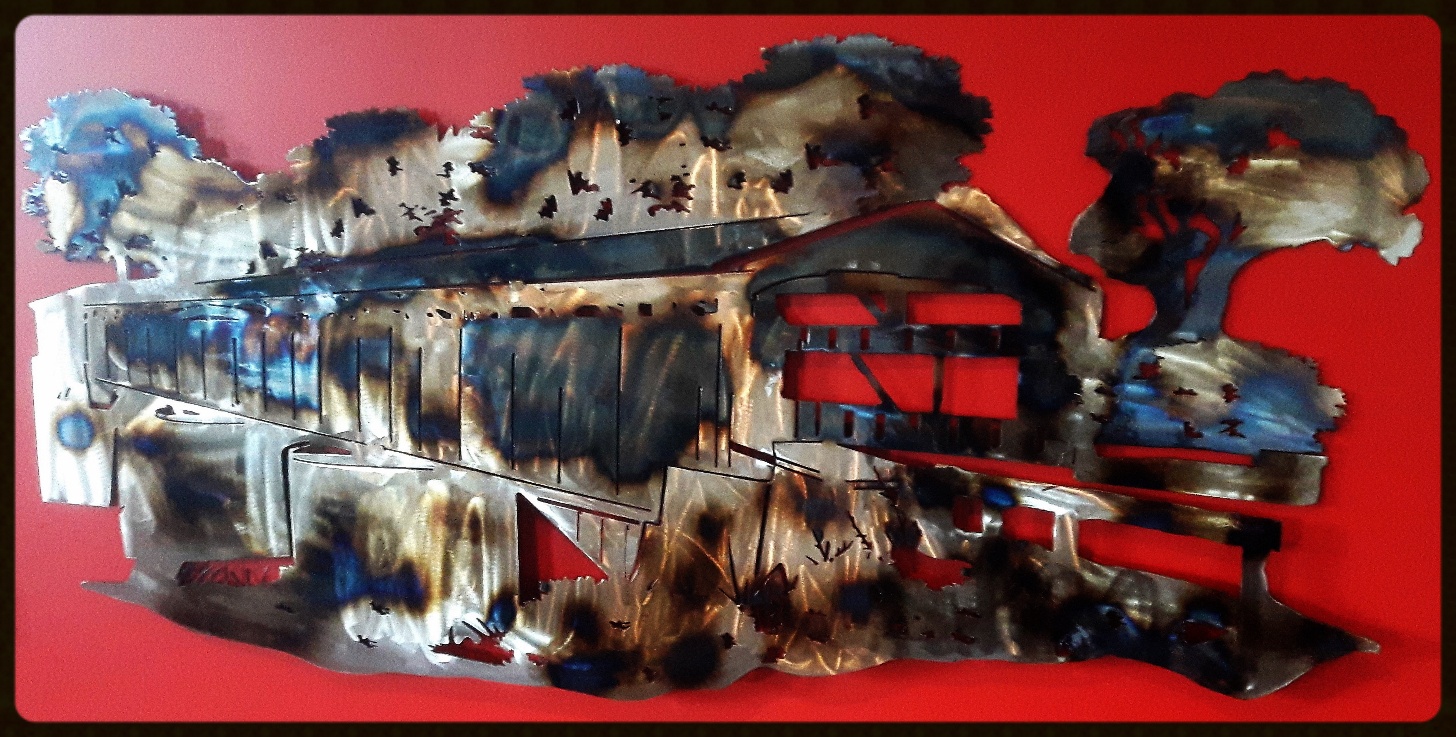 Metal art ,wooden bridge , Campbell river BC, Vancouver island BC, Vancouver BC, Victoria BC, British Columbia,Alberta