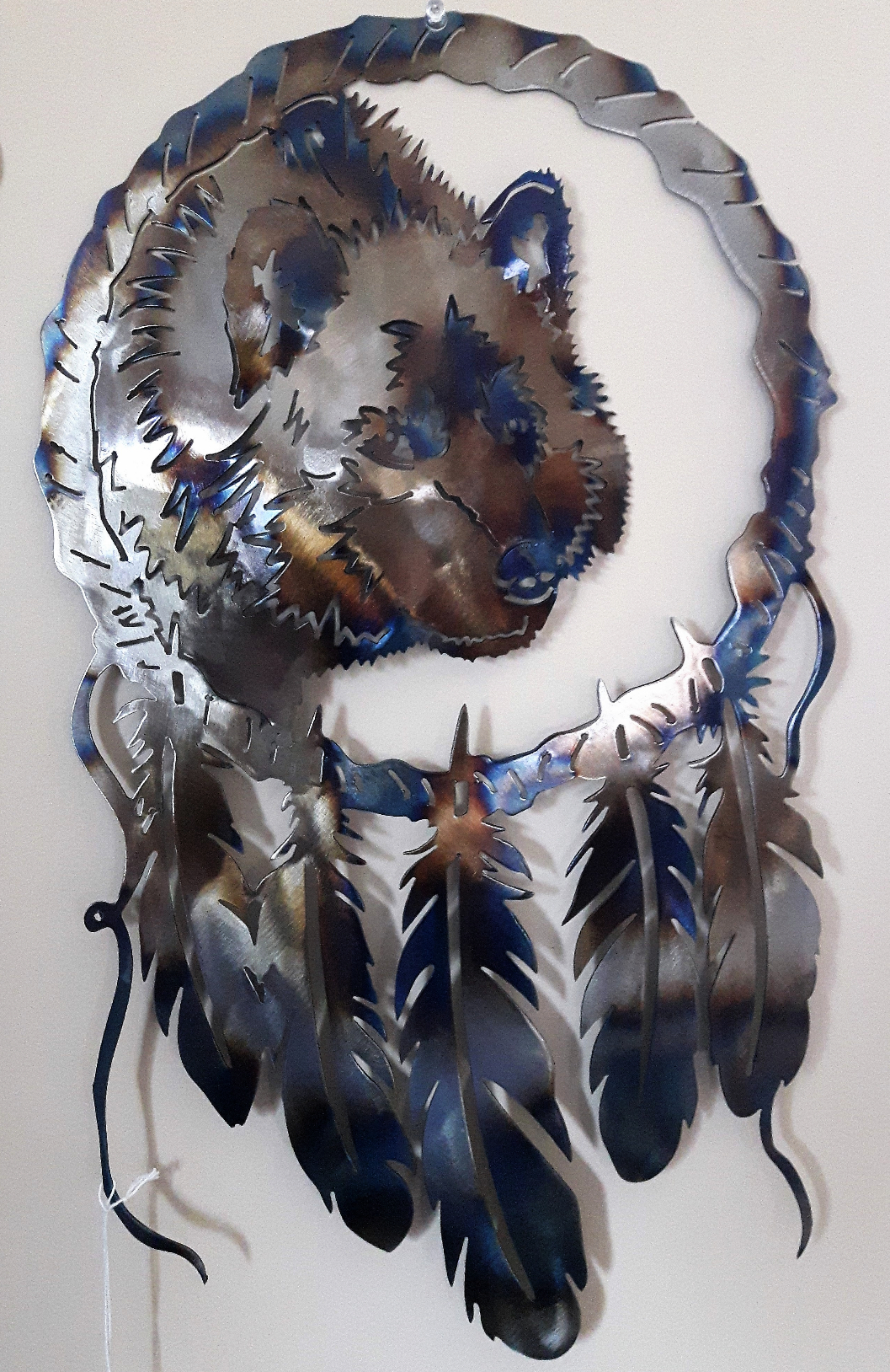 Metal art, Wolf Dream Catcher, Campbell river BC, Vancouver island BC, Vancouver BC, Victoria BC, British Columbia,Alberta