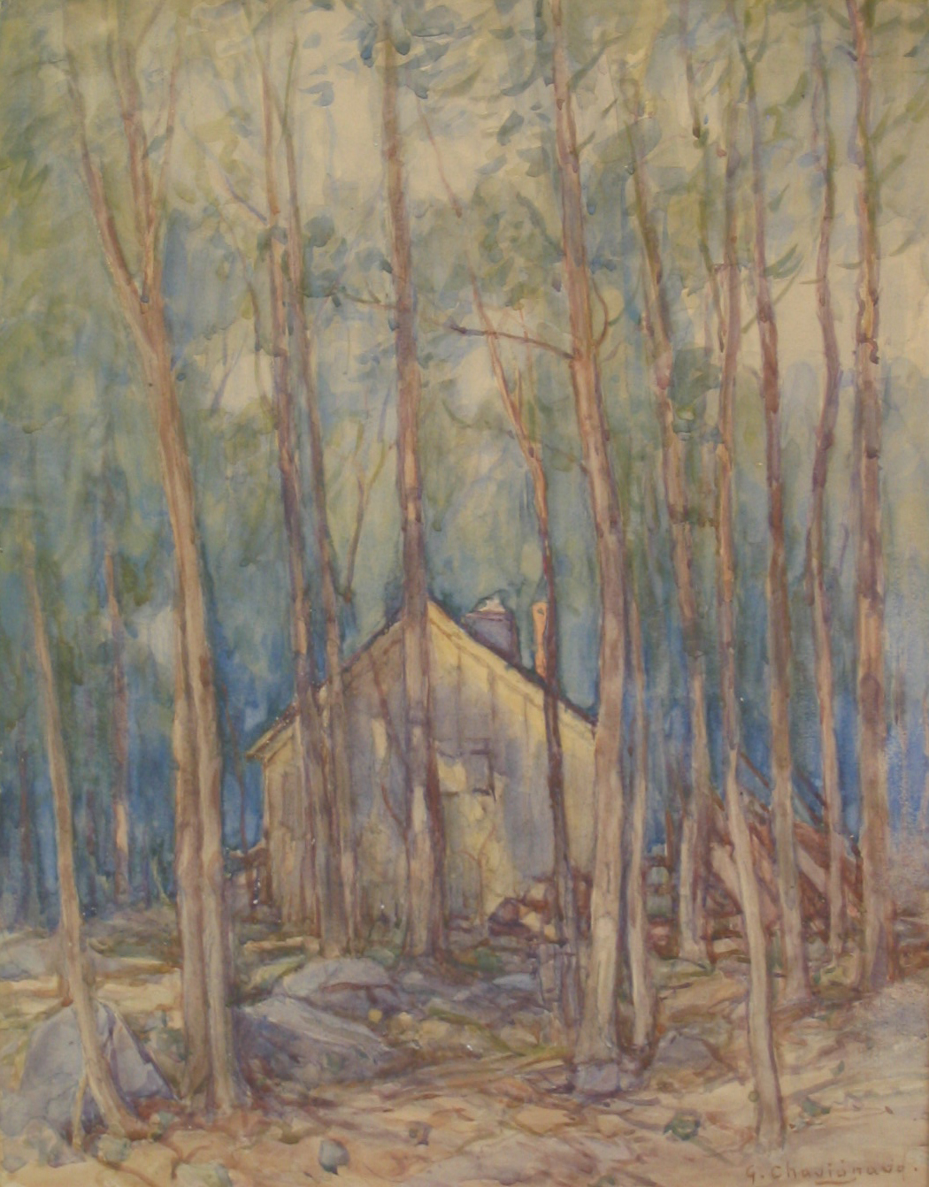 George Chavignaud Shack in the Woods, nd watercolour on paper
