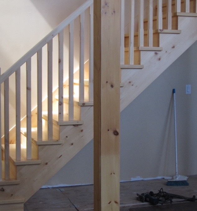 Straight pine stair