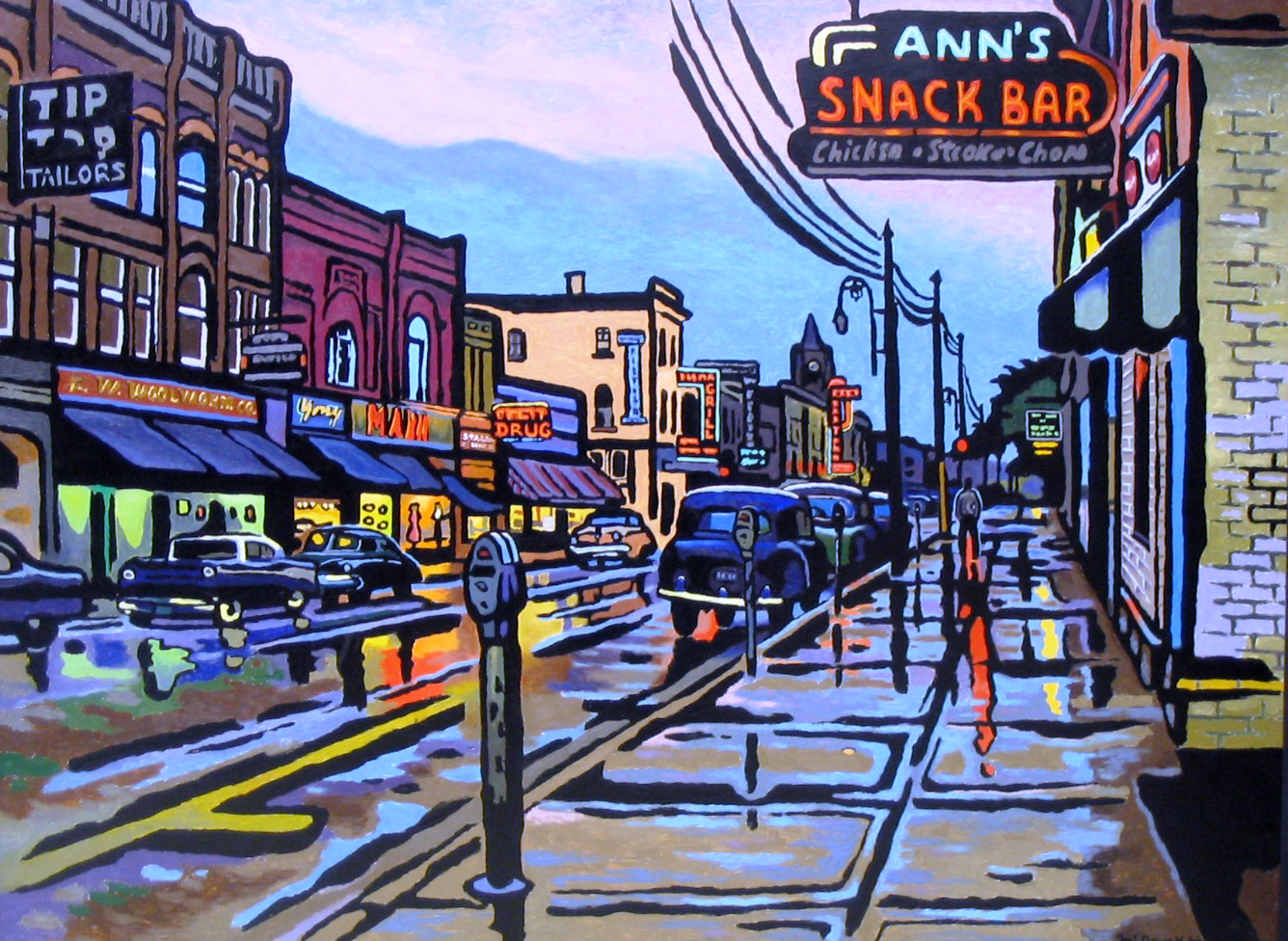 Talbot Street 1964, oil on board