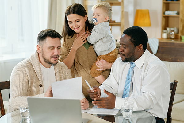 family getting the insurance details from expert