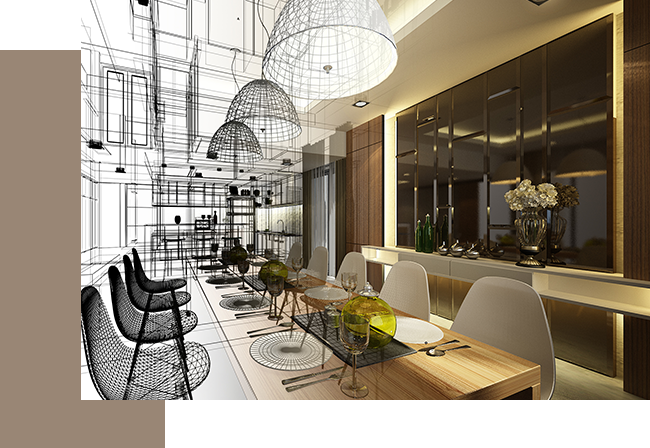 Abstract Sketch Design of Interior Dining