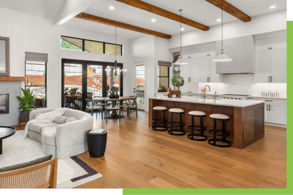 living room and kitchen