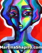 Abstract Woman on Red original painting by artist Martina Shapiro