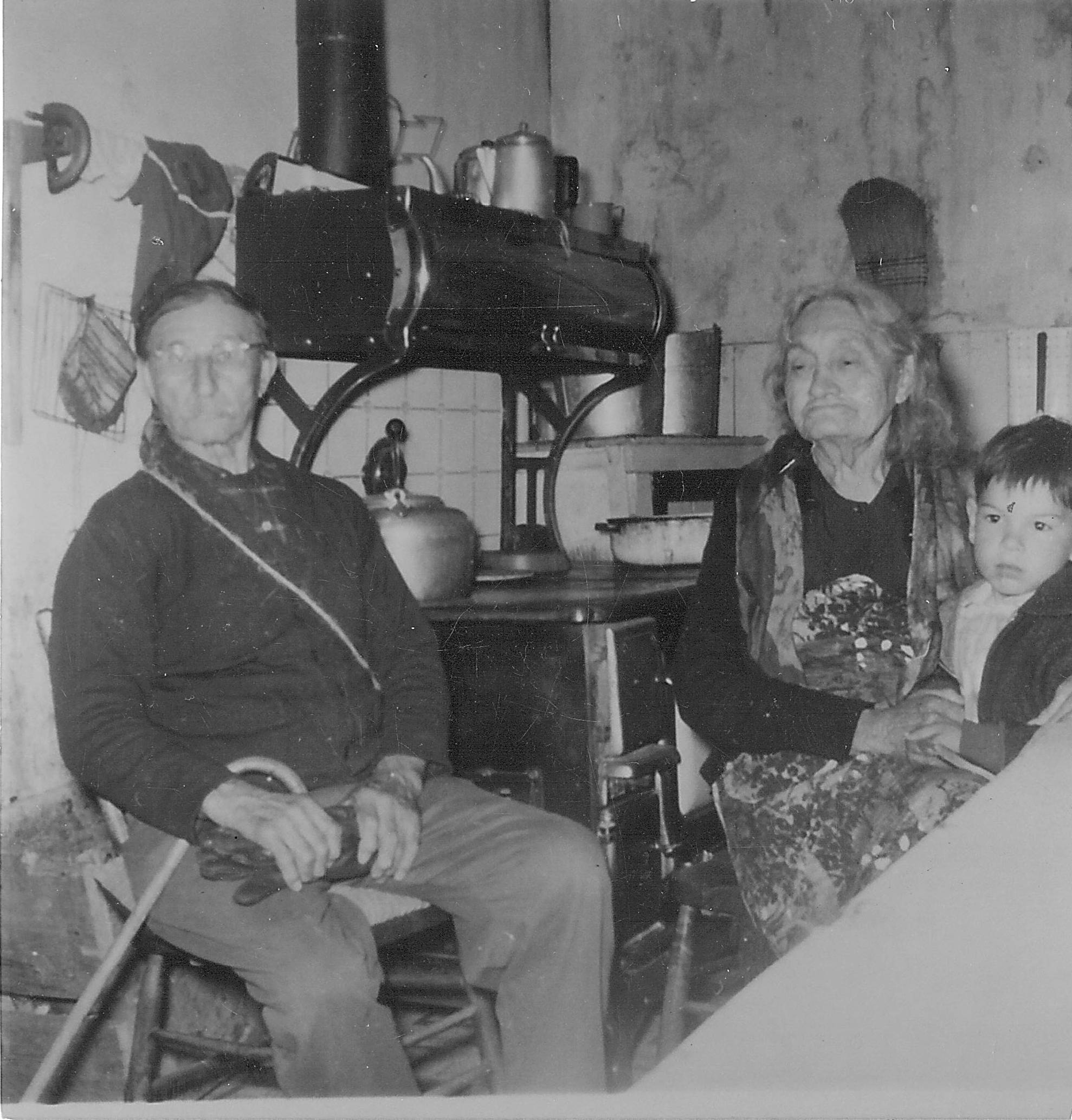 This photo was taken in Stoney point at Sarah Charles's (Right) home. The man on the left is her brother in law Pierre Lizotte - but the child on Sarah's knee is simply labelled as "Likely one of Sarah's grandchildren". Does anyone recognize them? Or have leads on who they may be?
990.4.20.9 / Ducharme, Iola
The man on the left is Pierre Lizotte.