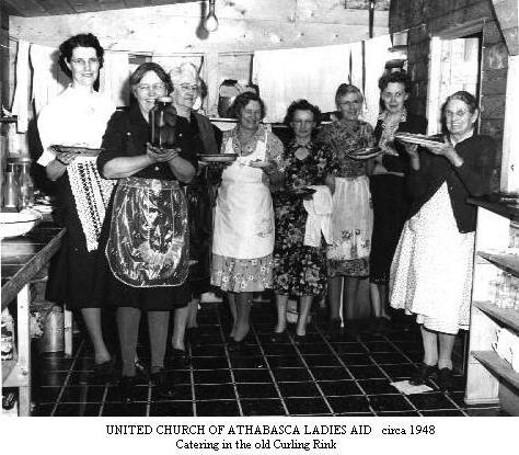 United Church Ladies catering in old curling rink, Circa 1948
