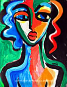 Abstract Girl original painting female portrait fine art contemporary