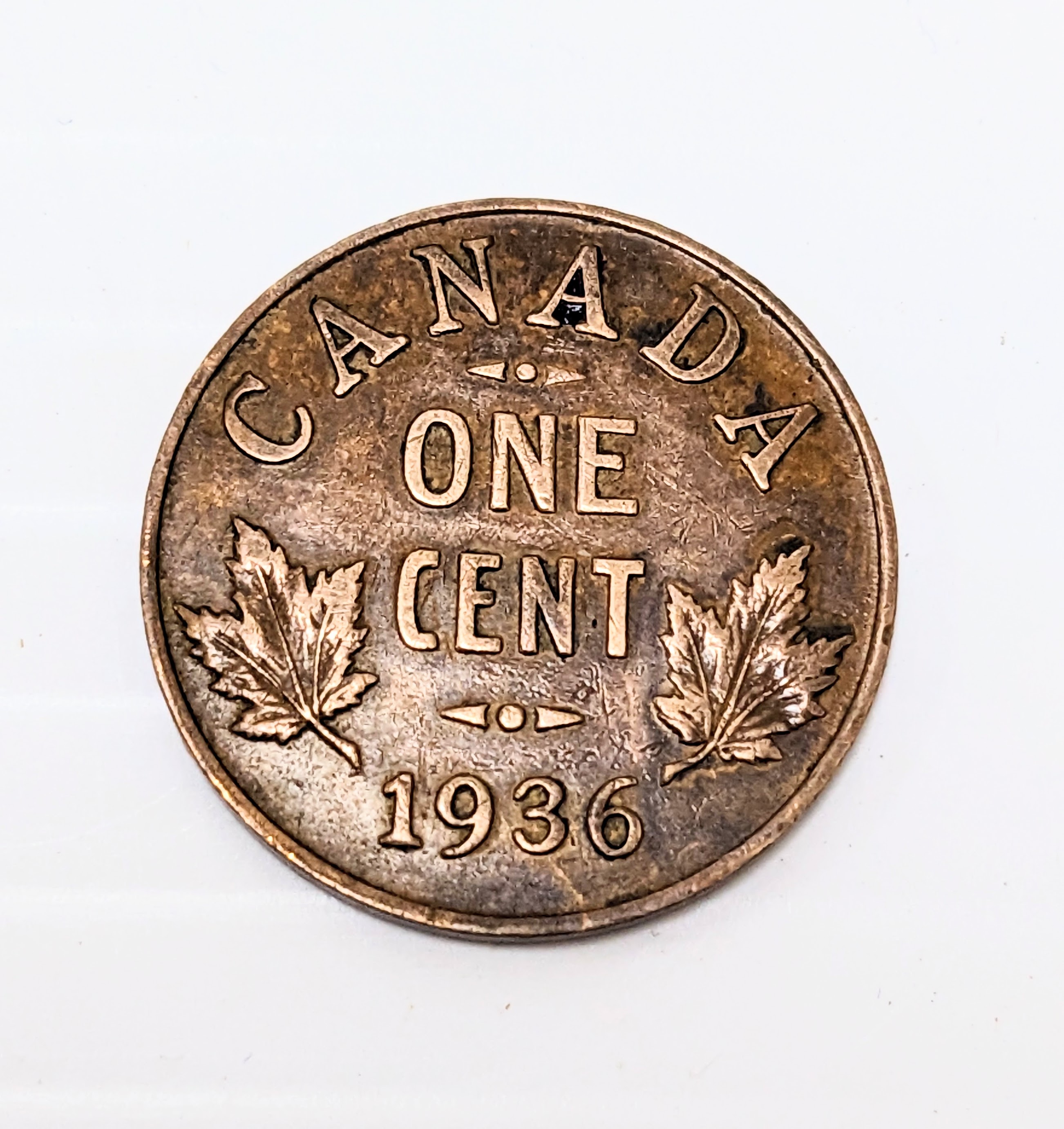 On this day in 1858 the nation of Canada introduced for the first time official 1¢ 5¢ 10¢ and 20¢ coins. This coin isn't quite as old but does date from 1936 when it held the equivalent buying power of todays 20¢ coin. Though made in 1936, this coin is not one of the exceedingly rare "Canadian Dot Cent", but, if you would like to learn more about that drama - follow this link
https://www.pcgs.com/news/rare-canadian-1936-dot-cent
The penny was phased out of canadian circulation February 4, 2013 - 155 years after it's creation. This particular one was found during restorations of the Old Bay House.
2008.32.13 / Friends of the Old Bay House Society.
12/12/2022