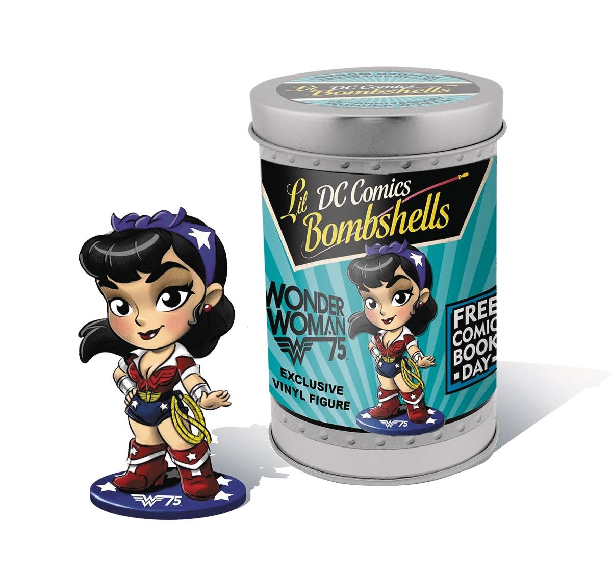 FCBD DC LIL BOMBSHELLS WONDER WOMAN 75TH ANN VINYL FIG