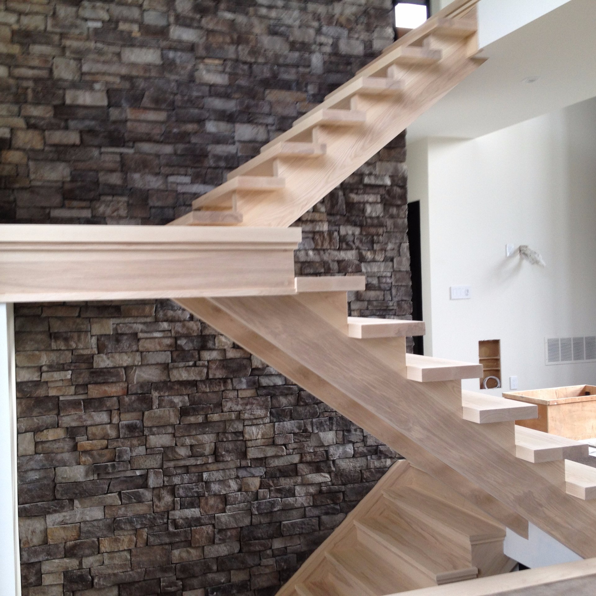 Straight solid ash Scandinavian style stair 