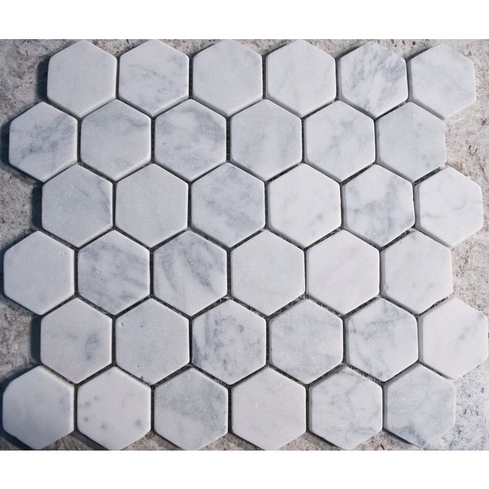 Bianco Carrara Hexagon 2" Tumbled