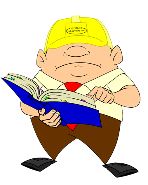 Hard Hat hank looking at a manual