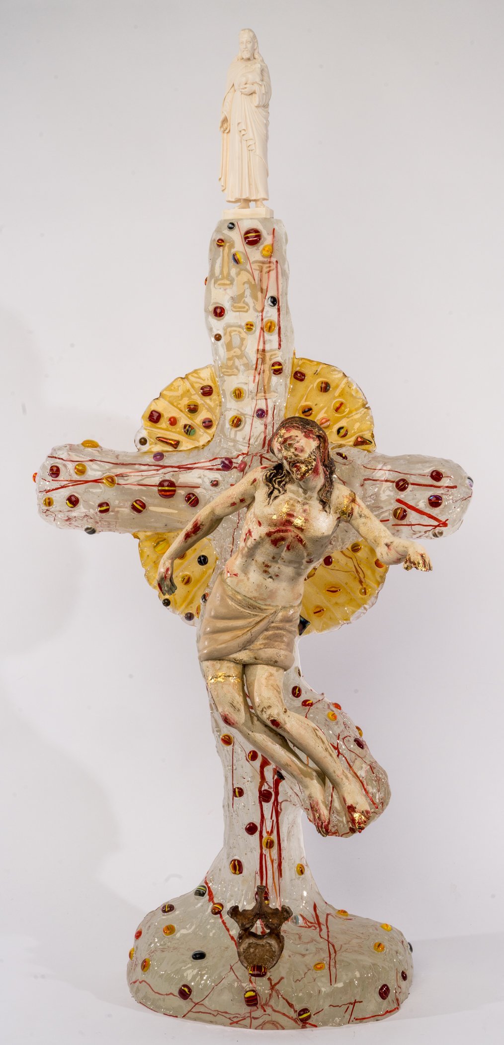 17 C Jesus from Spain with cast glass & human vertebrae