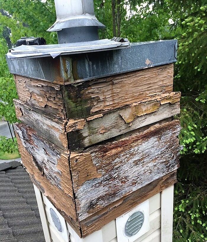 rotten wood on chimney