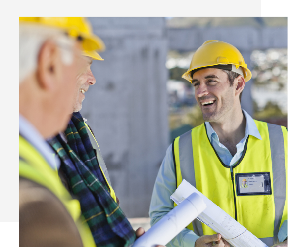 Construction engineers discussing