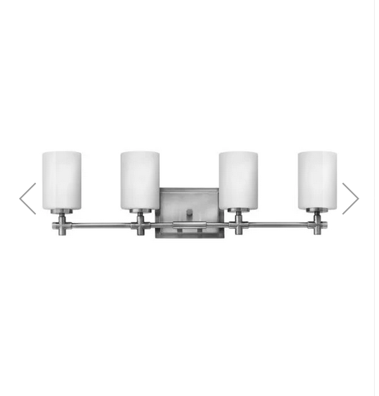 534 57554-BN
4 Light Vanity in Brushed Nickel and Opal Glass 
Regular $479.99
Blowout $248.99 no tax