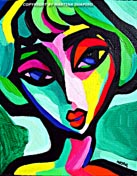 abstract green girl original painting