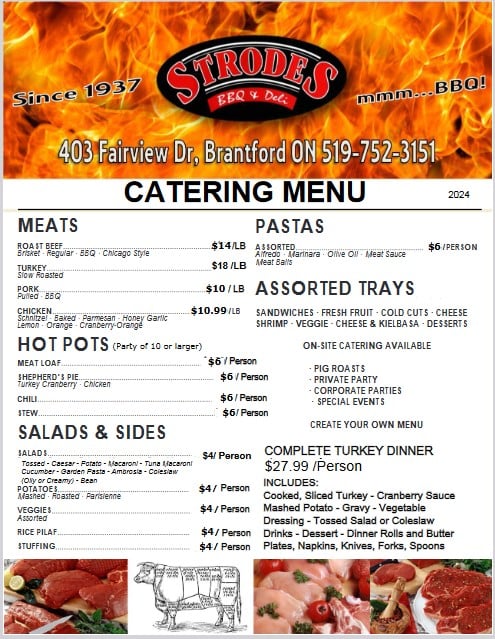 Strodes Catering Menu