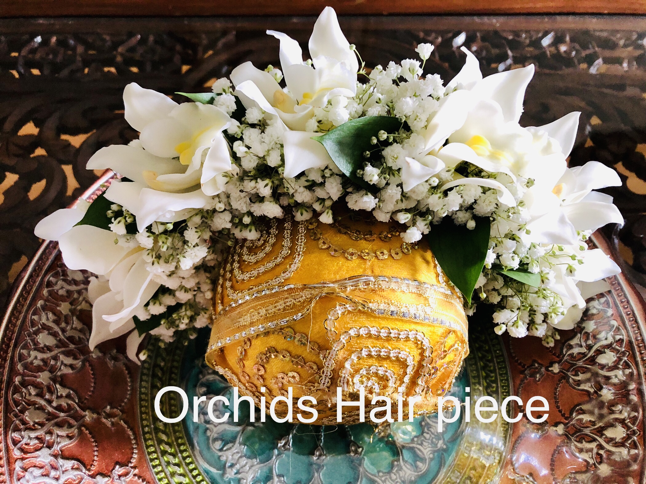 $70 - Hair Pc Orchids and Babys breath 