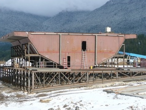 Almost ready for the car deck to be installed on this section, enclosing the mid-ship form the weather.