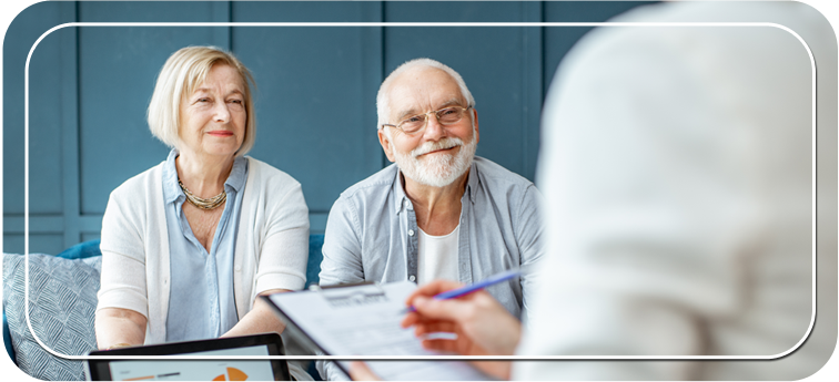 A senior couple smiling
