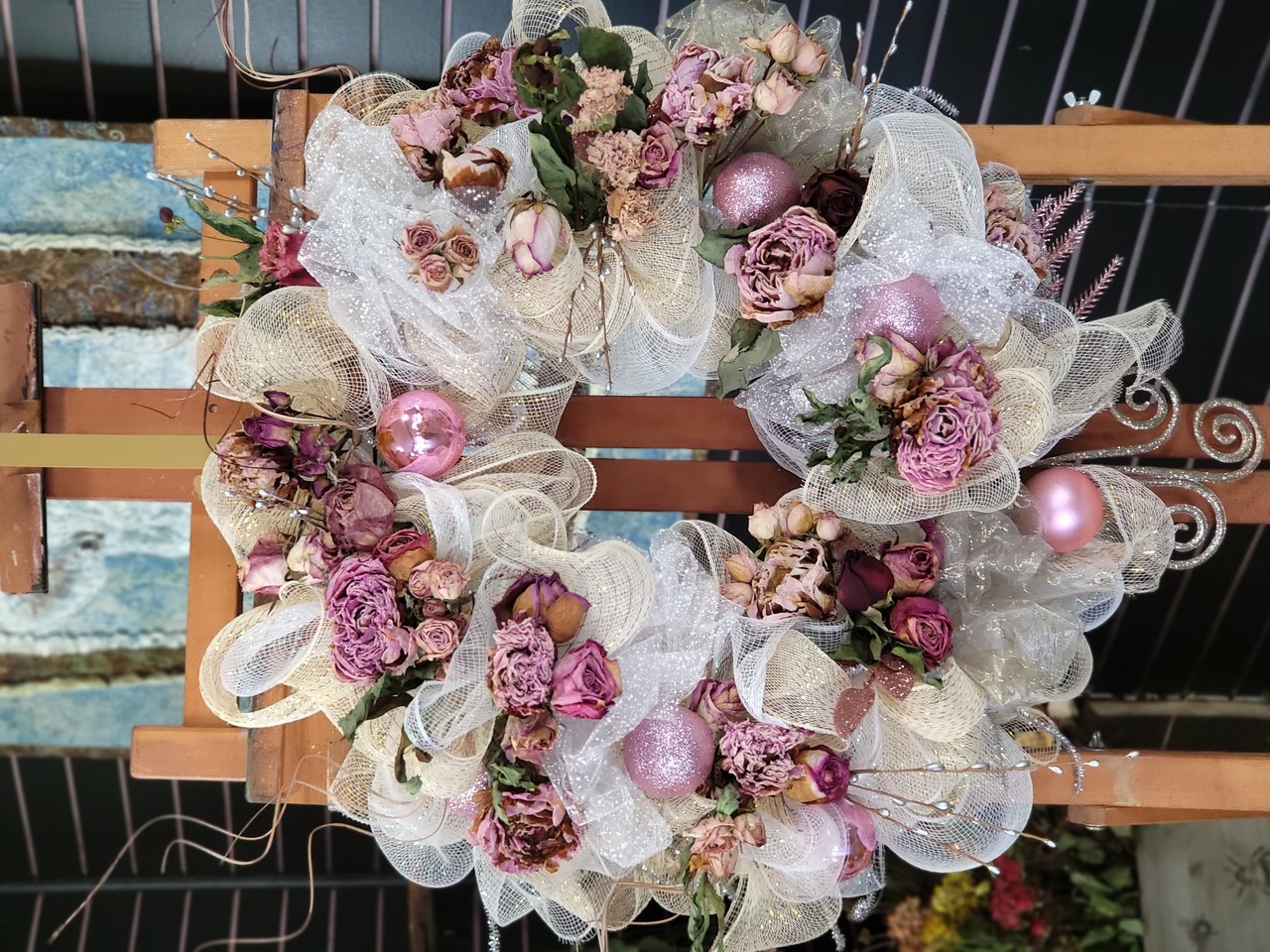 Exquisite Dried Floral Wreath ~ 
 3 sizes  

This one Rose Peony  $325.00