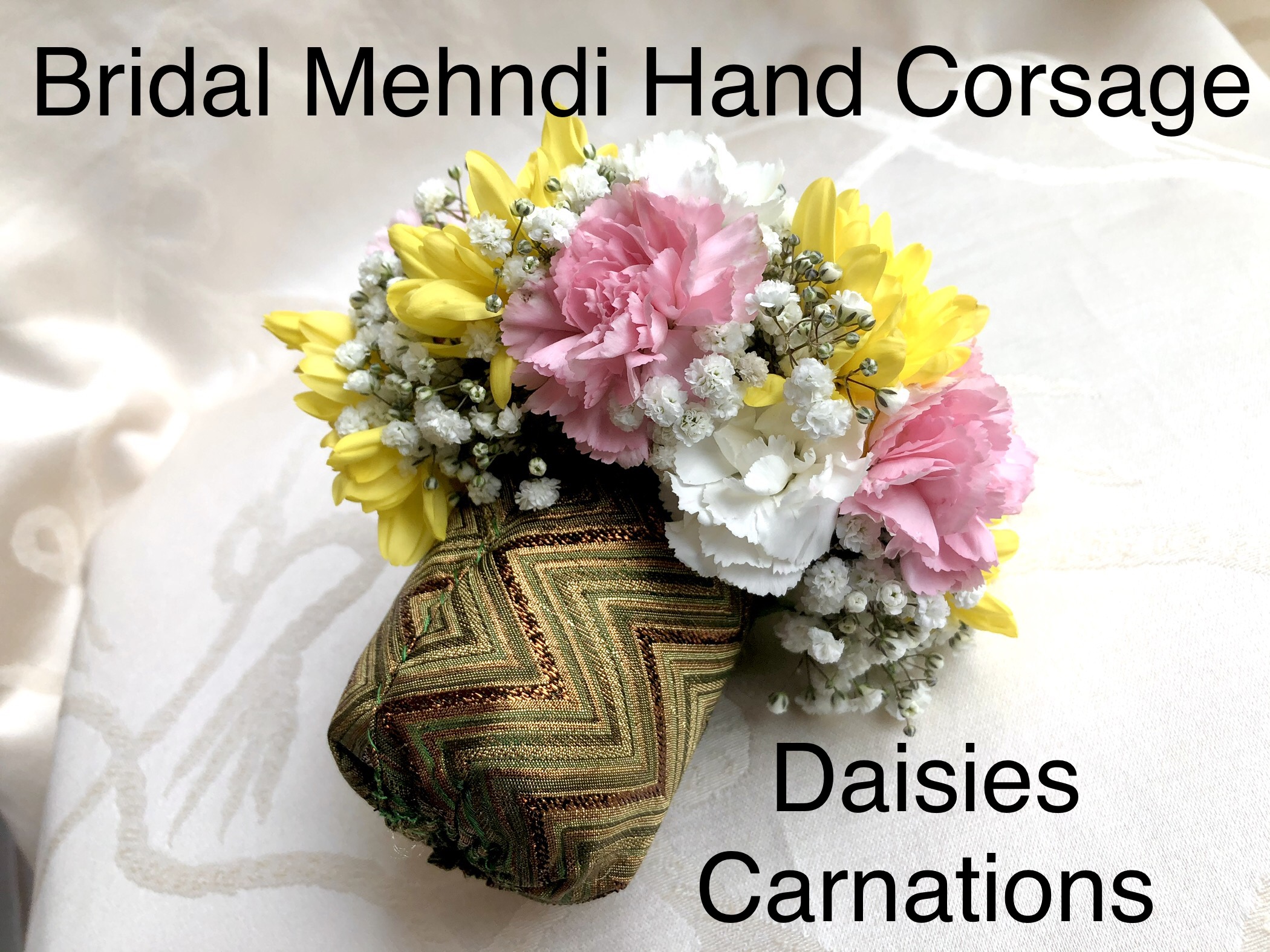 $22.50 each  - Bridal mehndi Hand corsage daisies and carnations 
