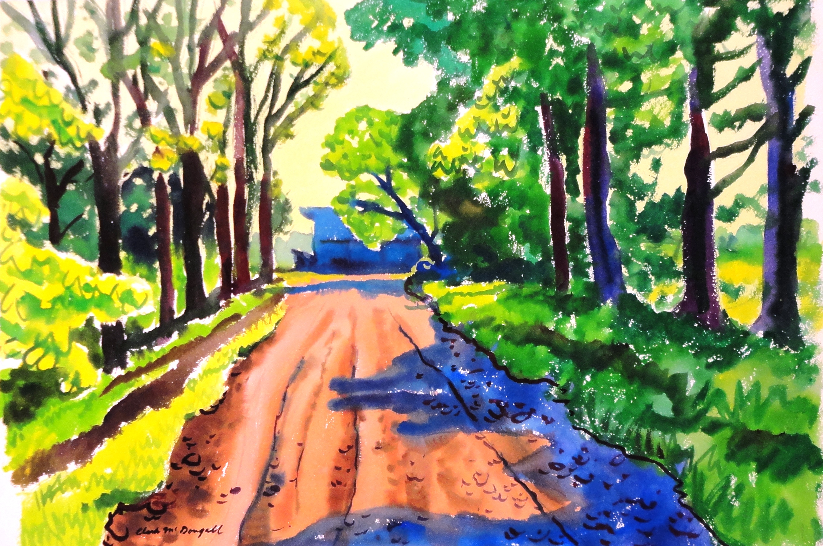 rural Road in the Summer, Watercolour on paper