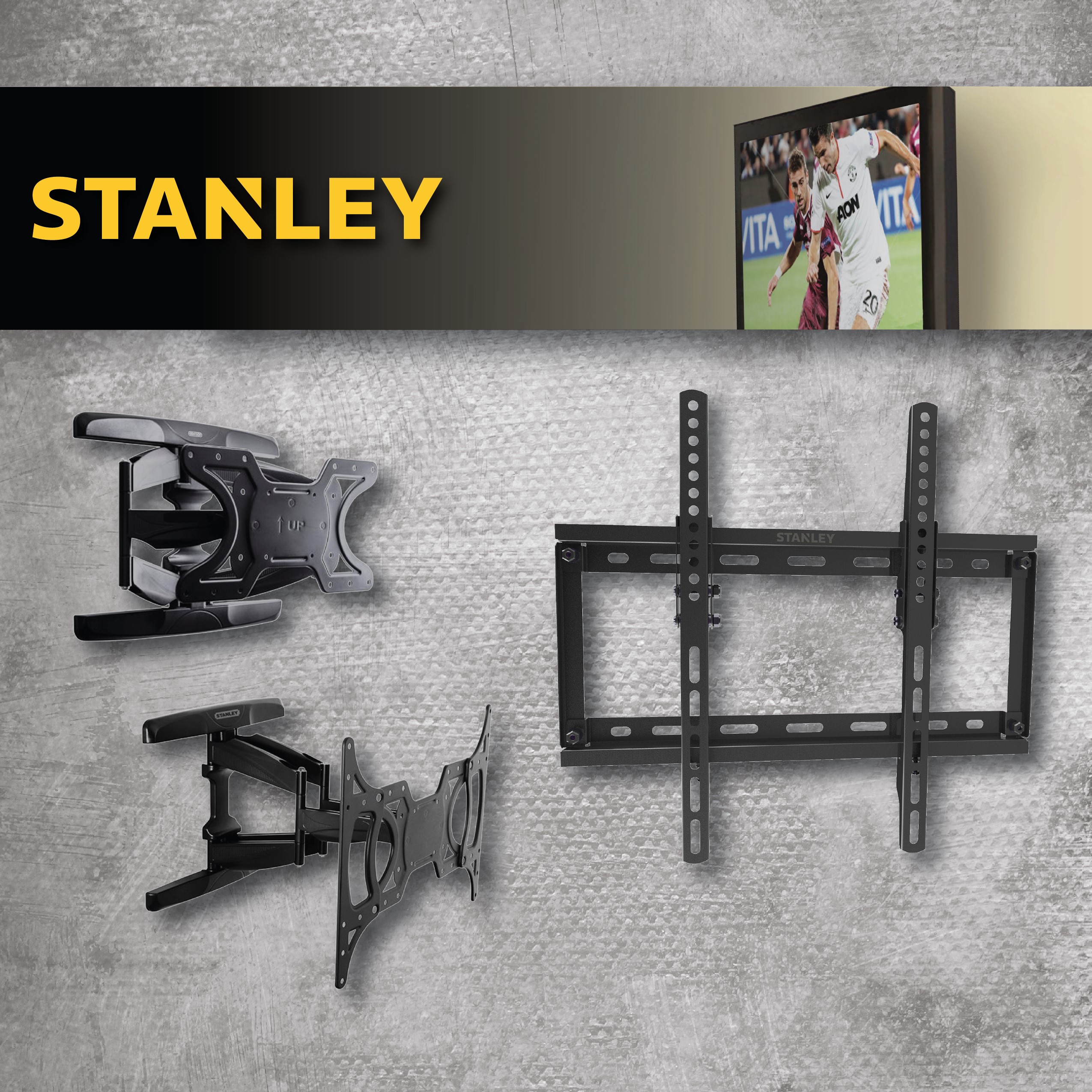 STANLEY TV MOUNTS - Fits TV's Sized 13"-70" - Many Sizes And Styles Available!