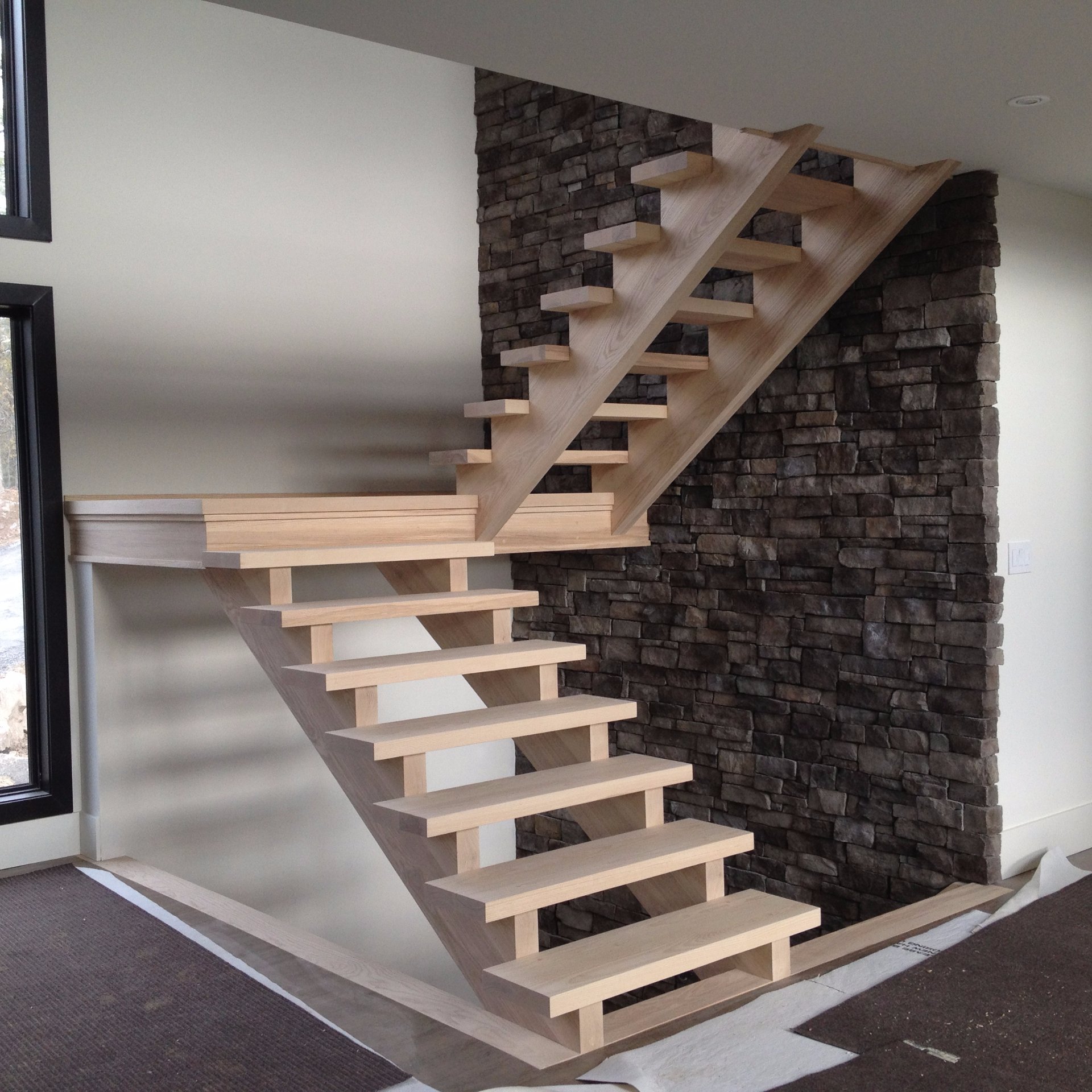 Straight solid ash Scandinavian style stair 