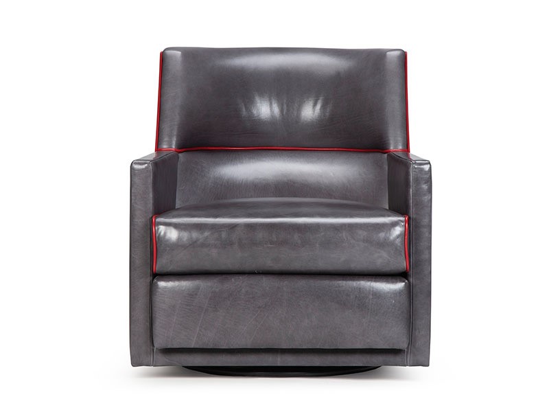 Amadeo Swivel Chair - Shown in Leather With Contrasting Welt